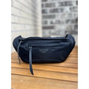 PRADA Black Nylon Belt Bag Crossbody Bag Y2K Made in Italy Missing Triangle Logo